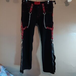 Vintage Tripp NYC Black and Red Plaid Bondage Chains Straps Pants